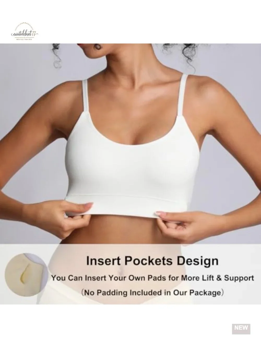 Ribbed Bralette with Support Seamless Sports Wireless No Pad Sleep Bra